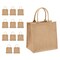 12 Pack of Natural Jute Burlap Tote Bags with Handles 12 x 12 x 7.7 Inches for Groceries, Shopping, Beach, DIY Crafts, Art Projects, Bachelorette Party, Reusable Bulk Set